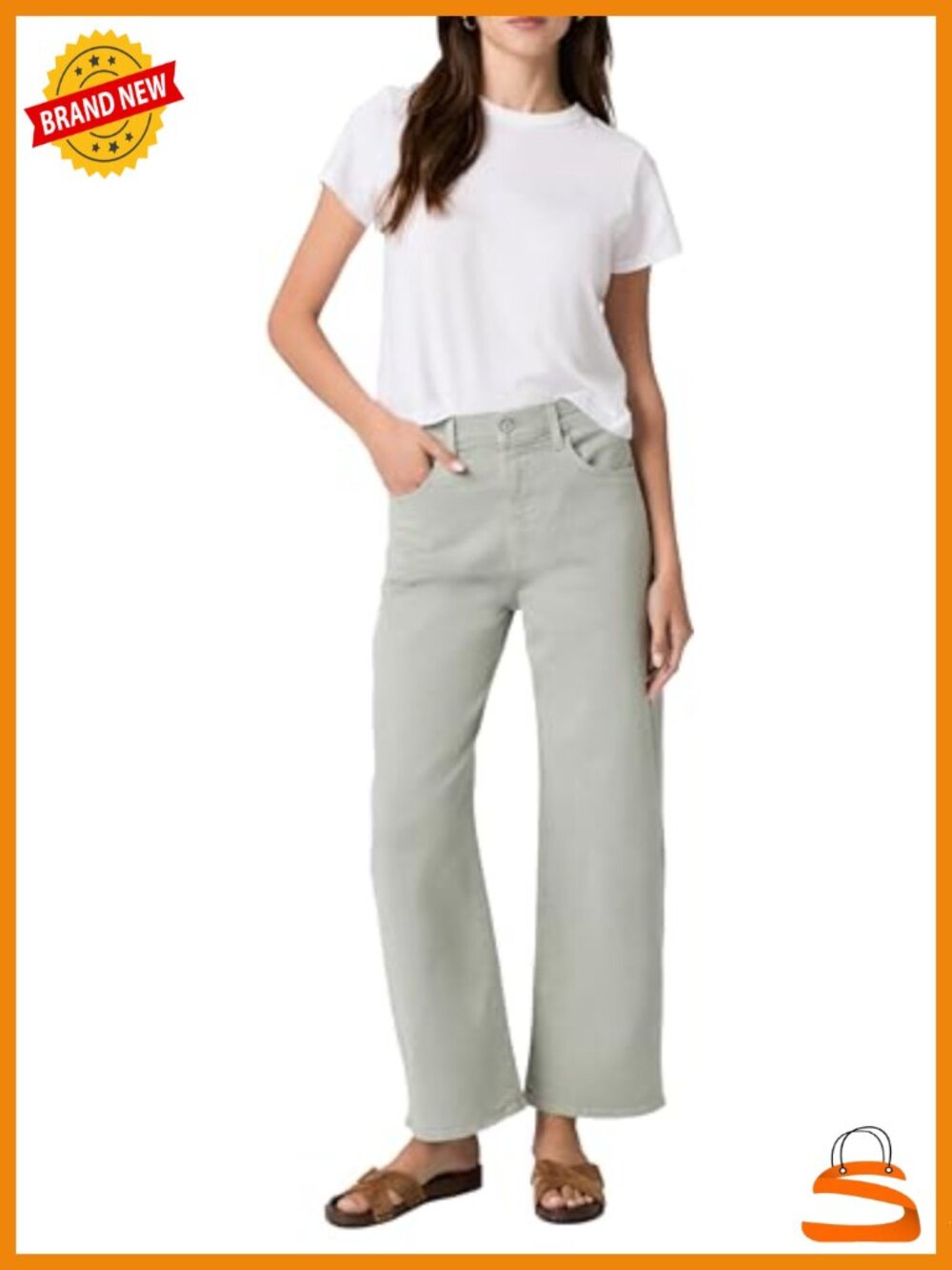 High Rise Barrel Leg Jeans - Ankle Length - Cotton Elastane - Zip Front